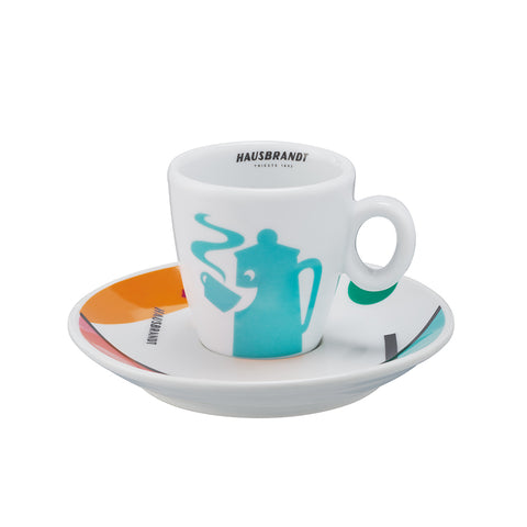 Hausbrandt Logo "Re-Design" Line Porcelain Espresso Cups/Saucers 12pcs