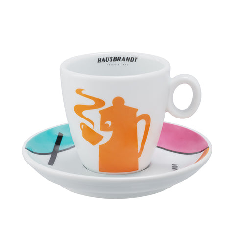Hausbrandt Logo "Re-Design" Line Porcelain Cappuccino Cups/Saucers 12pcs